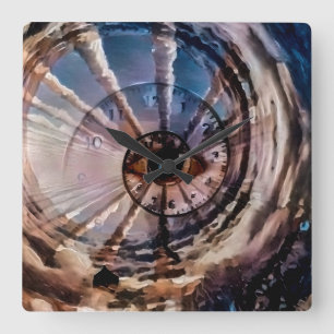 Das Auge und die Spirale der Zeit Quadratische Wanduhr