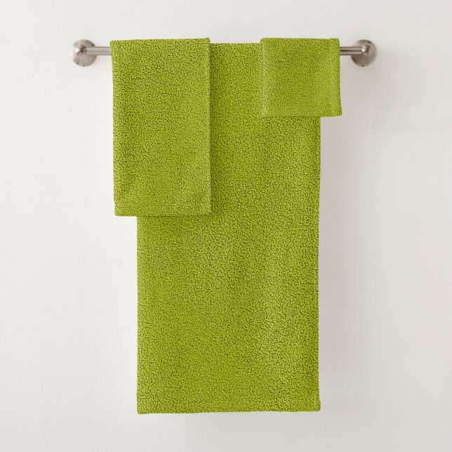 Das Aussehen von Snugly Chartreuse Green Suede Badhandtuch Set (Insitu)