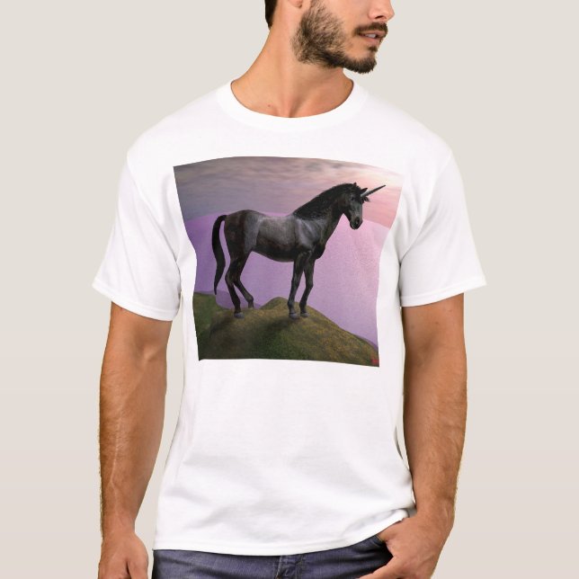 Das ausweichende schwarze Einhorn T-Shirt (Vorderseite)