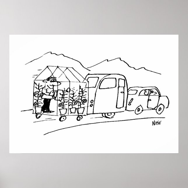 Das Auto zieht eine Karawane und auch ein Greenhou Poster (Vorne)