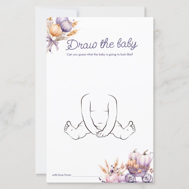 Das Baby Lila Pumpkin Fall Baby Shower Game gezeic (Vorderseite)