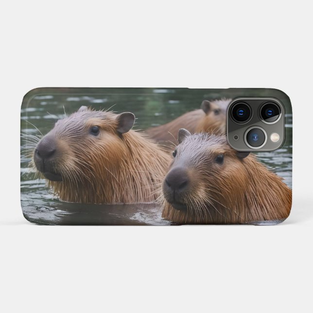 das Baden von Capybaras im Fluss, Case-Mate iPhone Hülle (Rückseite (Horizontal))