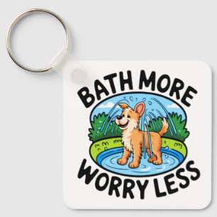 Das Baden von Haustieren mit dem Baden vereinfache Schlüsselanhänger