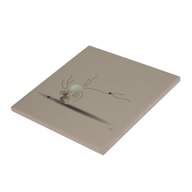 Das Badezimmer ist in beige, rosa Muschelziegel ge Fliese (Seite)