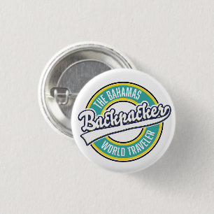Das Bahamas Backpacker World Traveller Retro Logo. Button