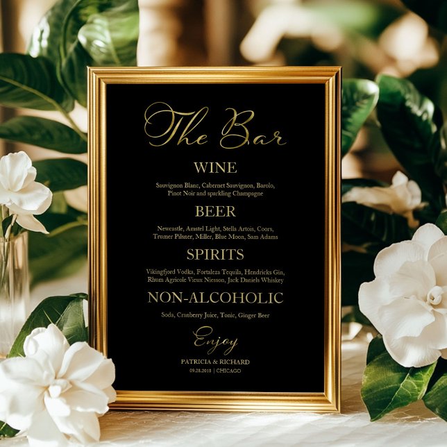 Das Bar Elegante Calligrafy Wedding Bar Menu-Zeich Poster (Von Creator hochgeladen)