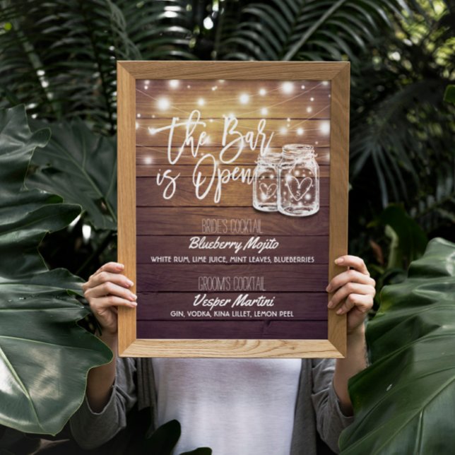 Das Bar ist Open Drink Menü Mason Jars Wedding Sig Poster (Von Creator hochgeladen)