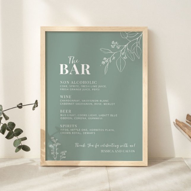 Das Bar Sage Green Wedding Sign Poster (Von Creator hochgeladen)