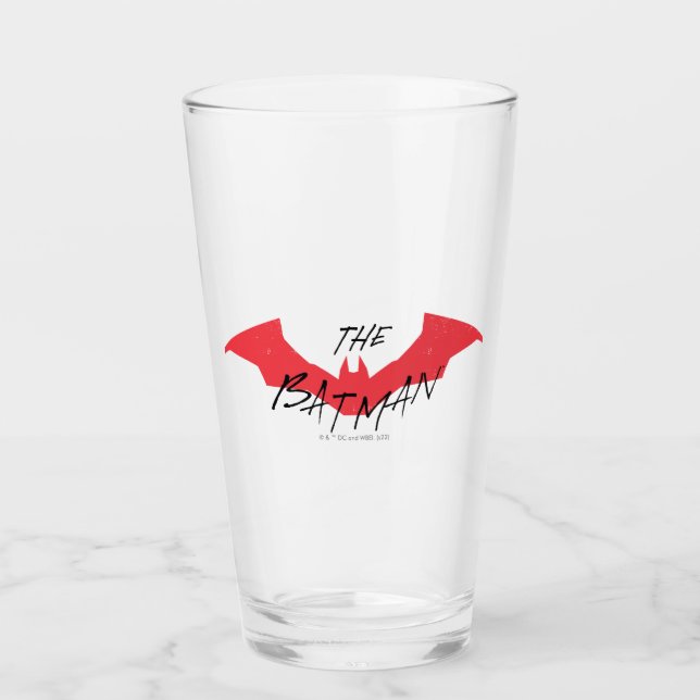 Das Batman-handgeschriebene Bat-Logo Glas (Vorderseite)