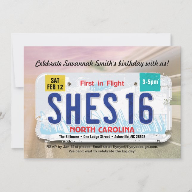 Das Bday des Mädchens 16. North Einladung (Vorderseite)