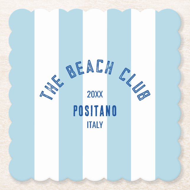 Das Beach Club Wappen Blue Cabana Strip Untersetzer (Vorderseite)