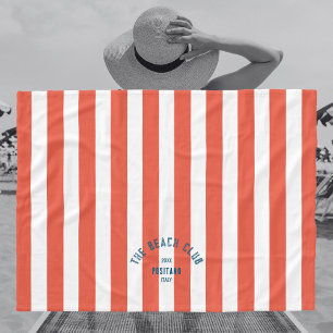 Das Beach Club Wappen Orange Red Cabana Strip Fleecedecke