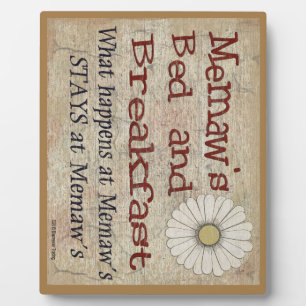 Das Bed and Breakfast von Memaw, was im Plaque pas Fotoplatte