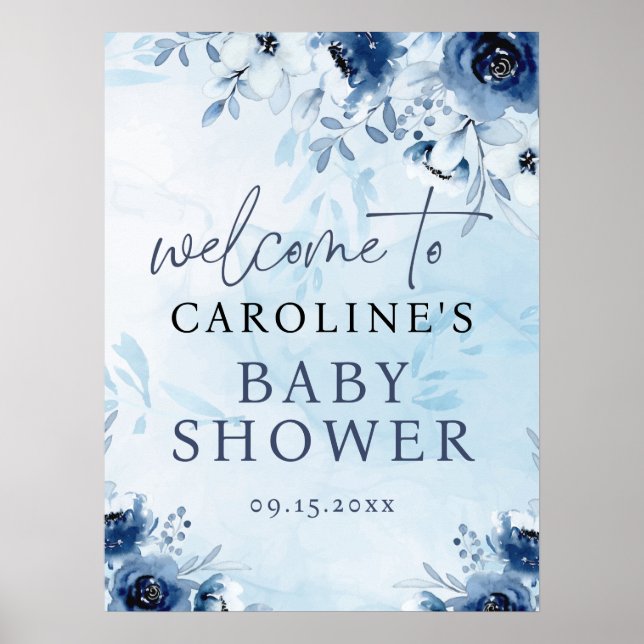 Das Begrüßungszeichen des jungen Blauen Babydusche Poster (Vorne)