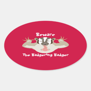 Das belästigende Badger_Beware Oval Ovaler Aufkleber