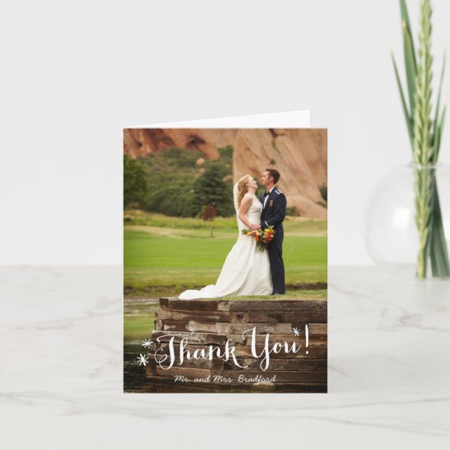 Das Bersten mit Dank faltete Foto-Anmerkungs-Karte Dankeskarte (Vorderseite)