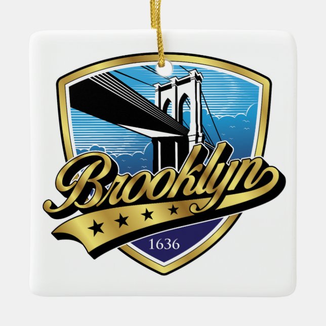 Das berühmte Brooklyn Minimalistisch Gold Swoosh L Keramikornament (Vorderseite)