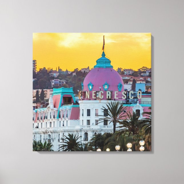 Das berühmte Luxushotel Negresco in Nizza Leinwanddruck (Vorderseite)