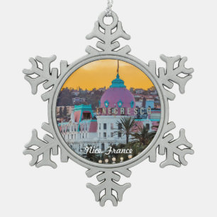 Das berühmte Luxushotel Negresco in Nizza Schneeflocken Zinn-Ornament