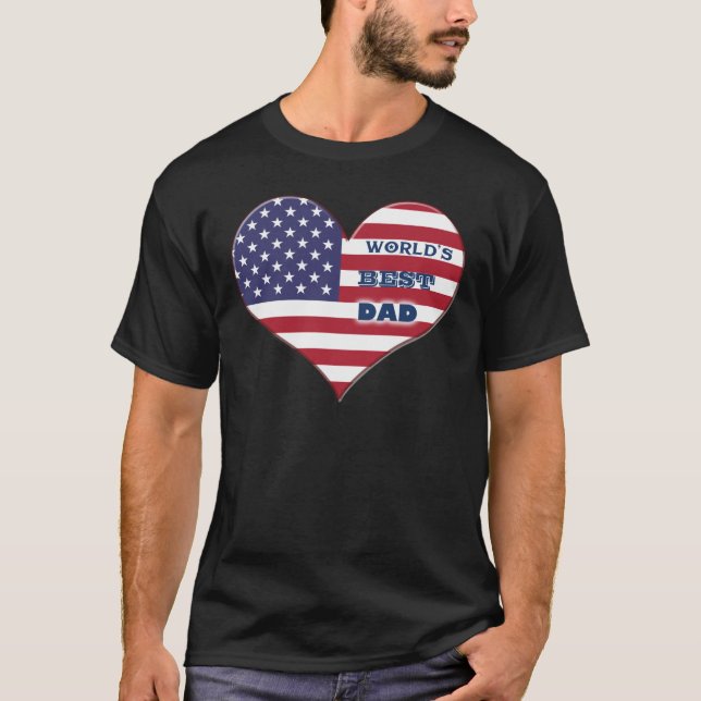 Das beste amerikanische Flaggenherz der Welt für V T-Shirt (Vorderseite)