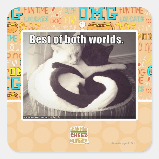 Das Beste aus beiden Welten. Quadratischer Aufkleber (Vorderseite)