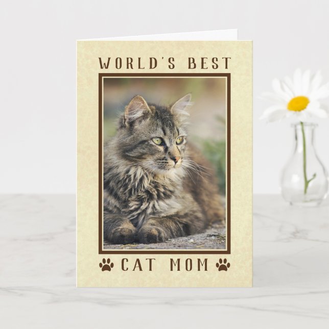 Das beste Cat Mama Happy Birthday Foto Gold Karte (Kleine Pflanze)