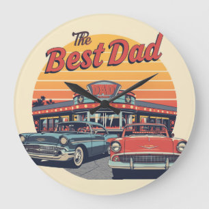 Das beste Dad Diner Große Wanduhr