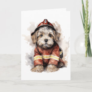 Das beste Freund-Hund-Feuerwehrmann-Outfit eines F Karte