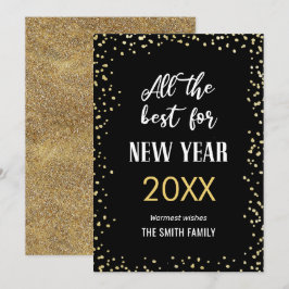 Das Beste für das neue Jahr Gold Glitzer Dots Mode Feiertagskarte