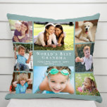 Das beste Grandma-Collage der Welt Kissen<br><div class="desc">Geben Sie der weltbesten Oma ein individuelles, mehrköpfiges Kissen, das sie jahrelang schätzen wird. Personalisieren Sie mit acht Fotos Enkelkinder, Kinder, andere Familienmitglieder, Haustiere, etc., passen Sie den Ausdruck "Bestes Oma der Welt" an und ob sie als "Oma", "Nana", "Abuela" usw. bezeichnet wird, und fügen Sie die Enkelkinder-Namen als Signatur...</div>