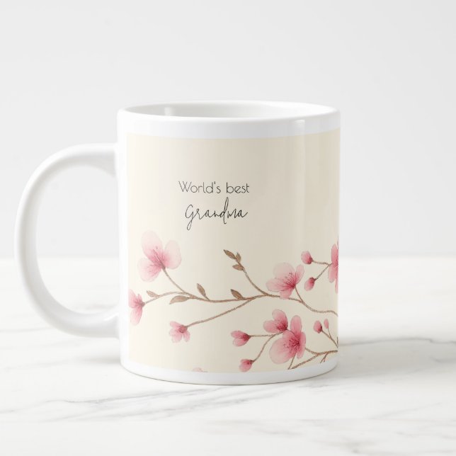 Das beste Grandma der Welt - Pastel und Blumen Per Jumbo-Tasse (Links)