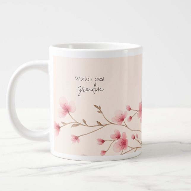 Das beste Grandma der Welt - Pastel und Blumen Per Jumbo-Tasse (Links)
