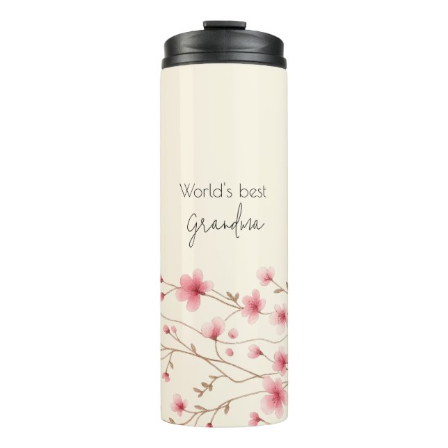 Das beste Grandma der Welt - Pastel und Blumen Per Thermosbecher (Vorderseite)