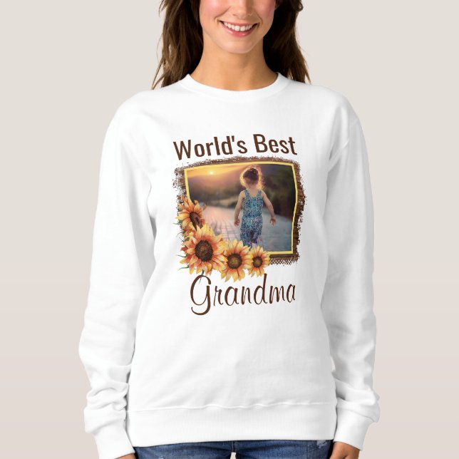 Das beste Grandma Personalisiert Foto Sweatshirt d (Vorderseite)