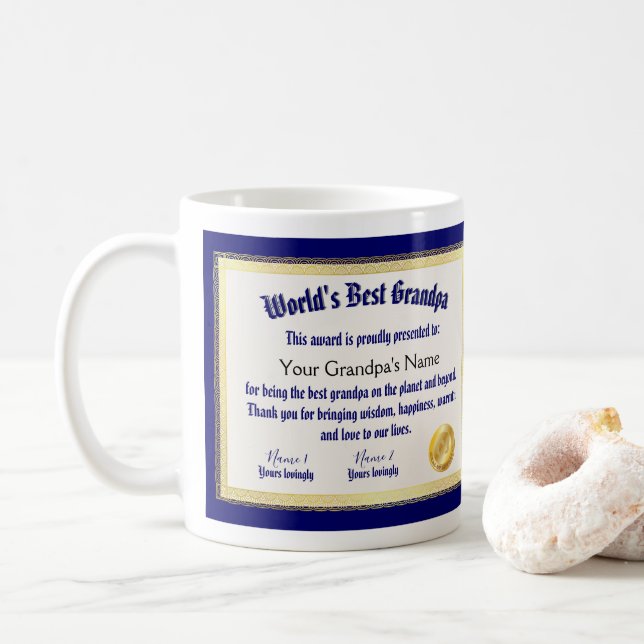 Das beste Grandpa-Zertifikat der modernen Funny Wo Kaffeetasse (Mit Donut)