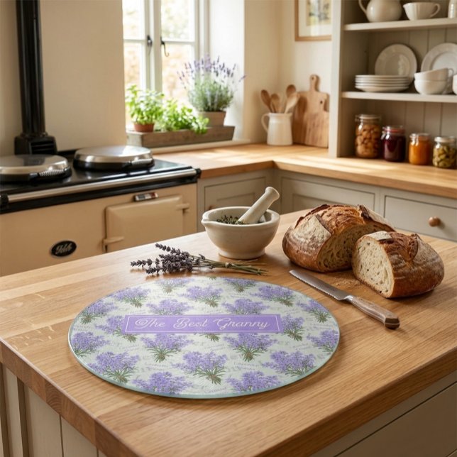 Das beste Granny Lavender Personalisierte Glas Schneidebrett (Von Creator hochgeladen)