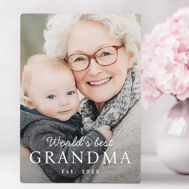 Das beste Großmutter der Welt Fotoplatte (World's best grandma grandmother est year plaque)