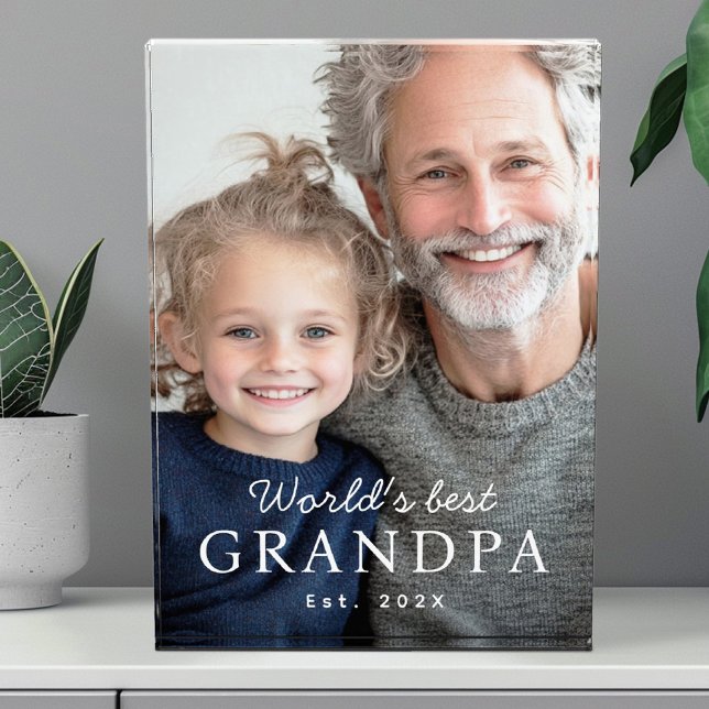 Das beste Großvater der Welt im Jahr Fotoblock (World's best grandpa grandfather est year photo block)