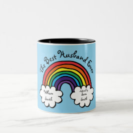 Das beste Husband aller Zeiten in Regenbogenblau Zweifarbige Tasse