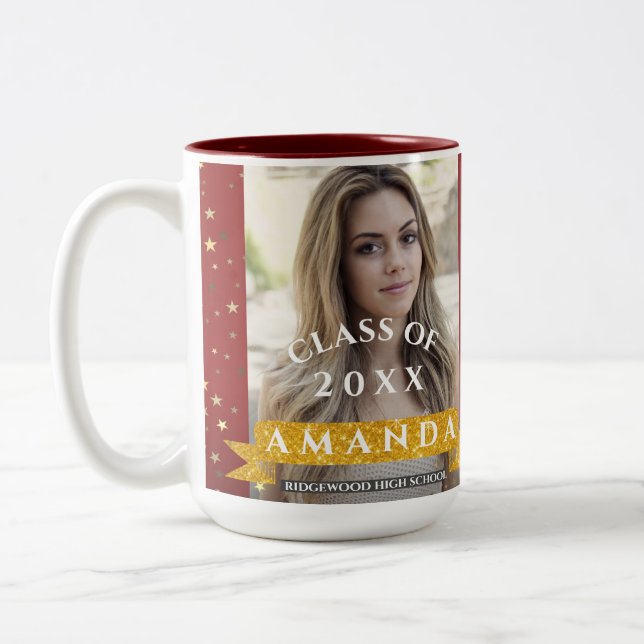 Das Beste ist noch nicht kommen Red Gold Foto Absc Zweifarbige Tasse (Links)