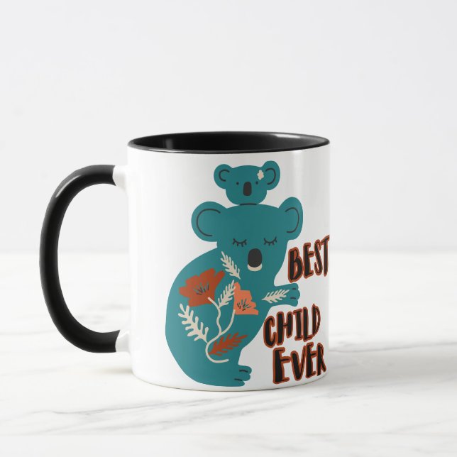 Das beste Kind je Koala Muttertag Tasse (Links)