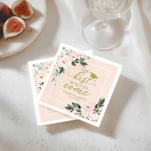Das Beste kommt noch Blush Floral Abschlussfeier Serviette
