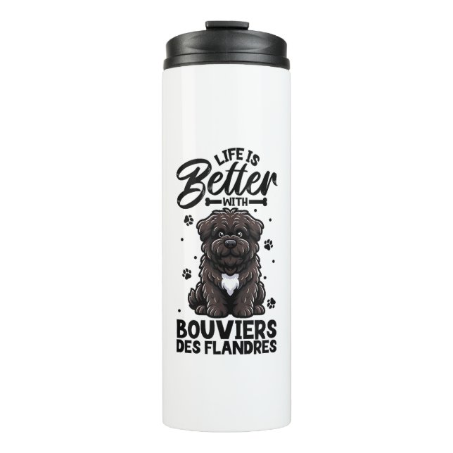 Das beste Leben für Bouvier des Flandres Thermosbecher (Vorderseite)