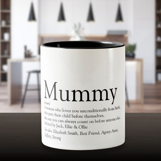 Das beste Mummy Mama Mum Definition-Zitat der Welt Zweifarbige Tasse (World's Best Mummy Mom Mum Definition Quote Two-Tone Coffee Mug)