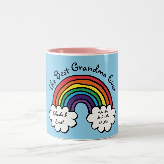 Das beste Oma Granny je Regenbogenblau Zweifarbige Tasse (Mittel)