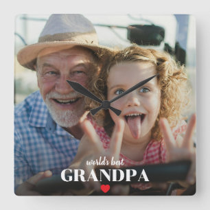 Das beste Opa-Foto-Geschenk der Welt für Opa Quadratische Wanduhr