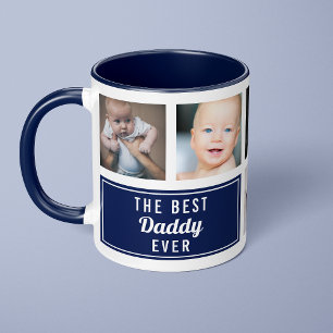 Das beste Papa aller Zeiten Navy Blau Collage Foto Tasse