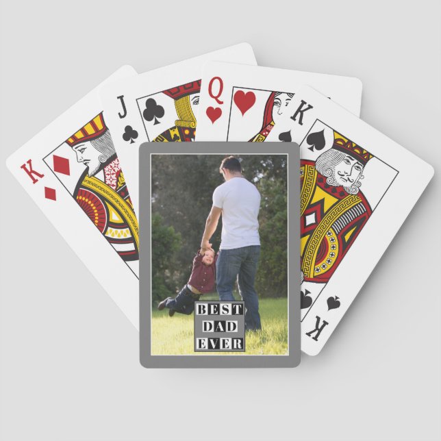 Das beste Papa-Foto aller Zeiten in Schwarz-Weiß Spielkarten (Rückseite)