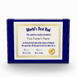 Das beste Vater-Zertifikat der modernen Funny Worl Fotoblock