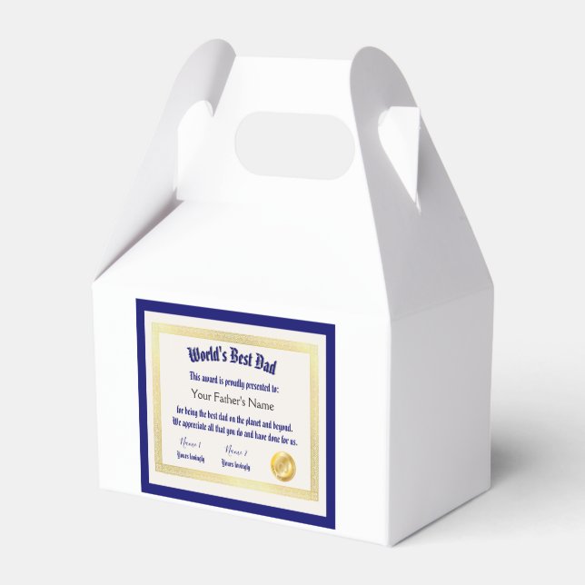 Das beste Vater-Zertifikat der modernen Funny Worl Geschenkschachtel (Vorderseite)